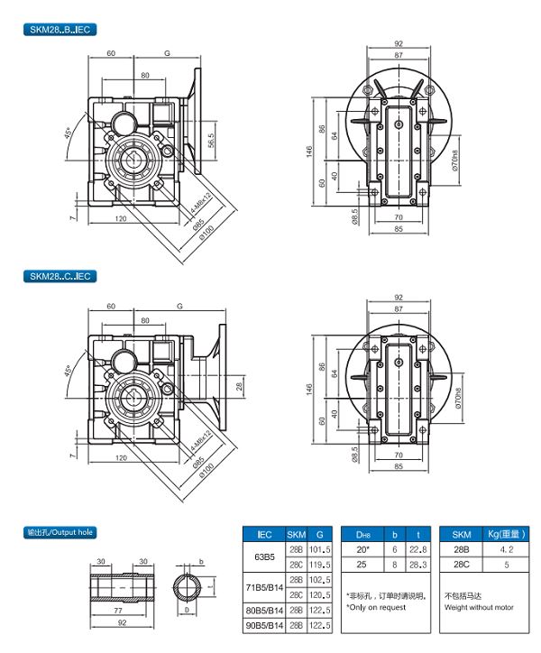 SKM28减速机尺寸图纸